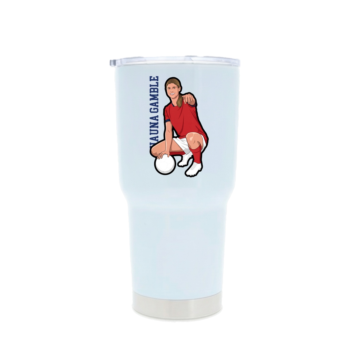 30oz Stainless Steel Tumbler — Name Vertical in White
