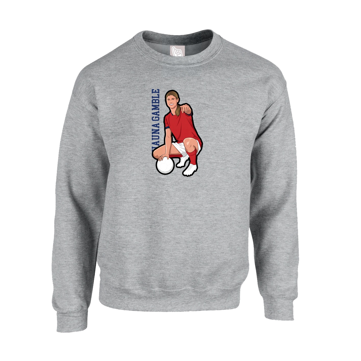 Fleece Crew — Name Vertical in Grey