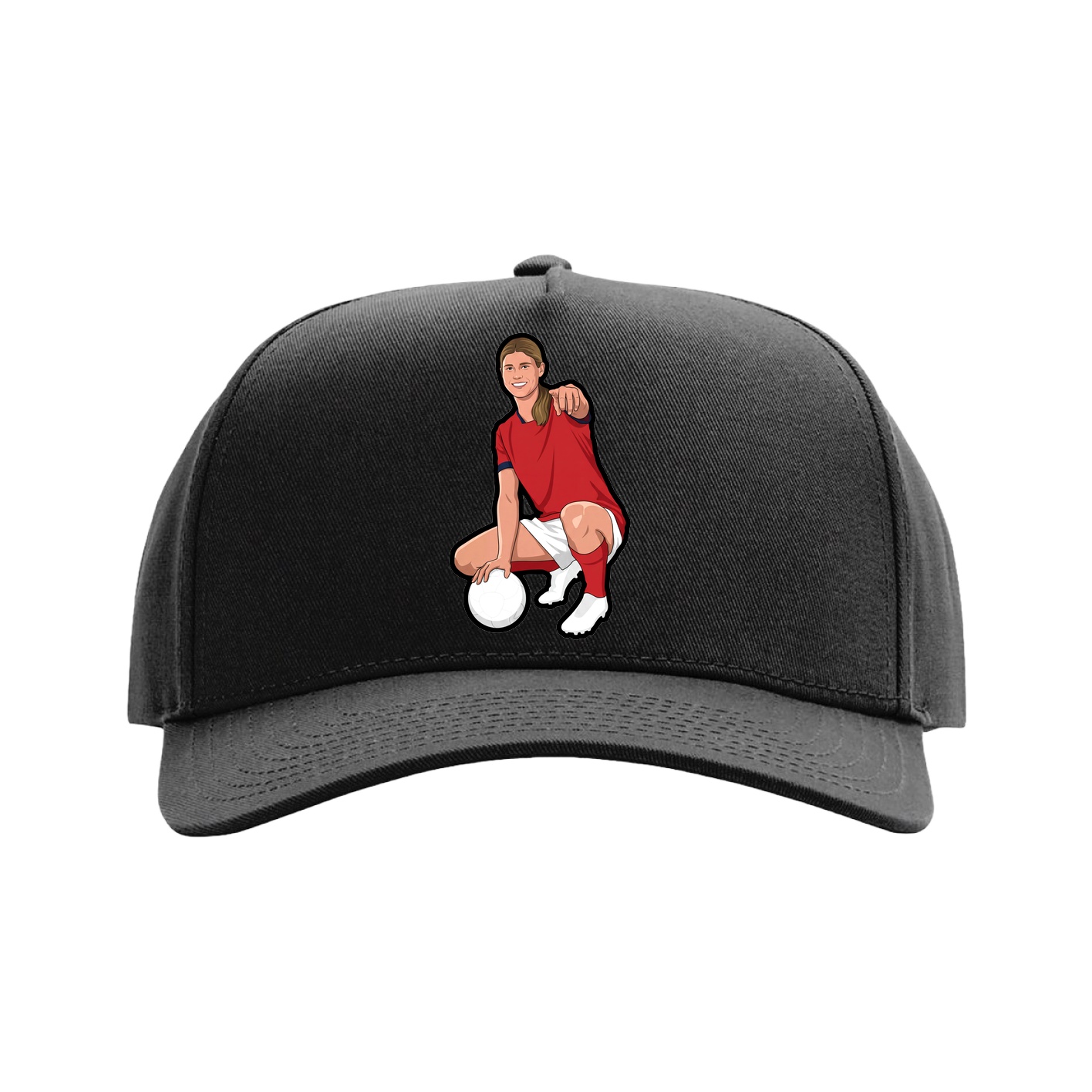 Full Fabric Five-Panel Champ Cap — Name Vertical in Black