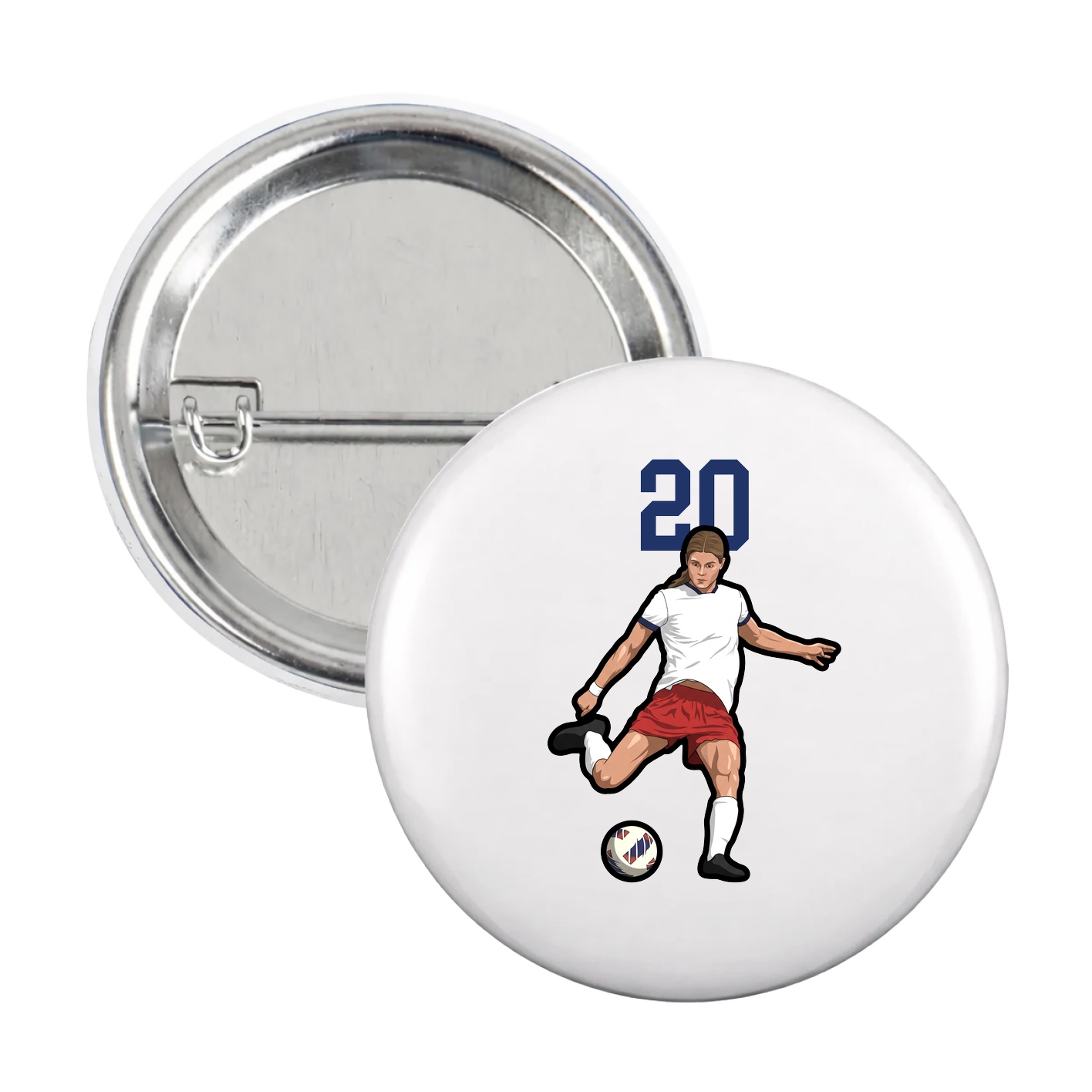 Game Day Button — Number Top in White