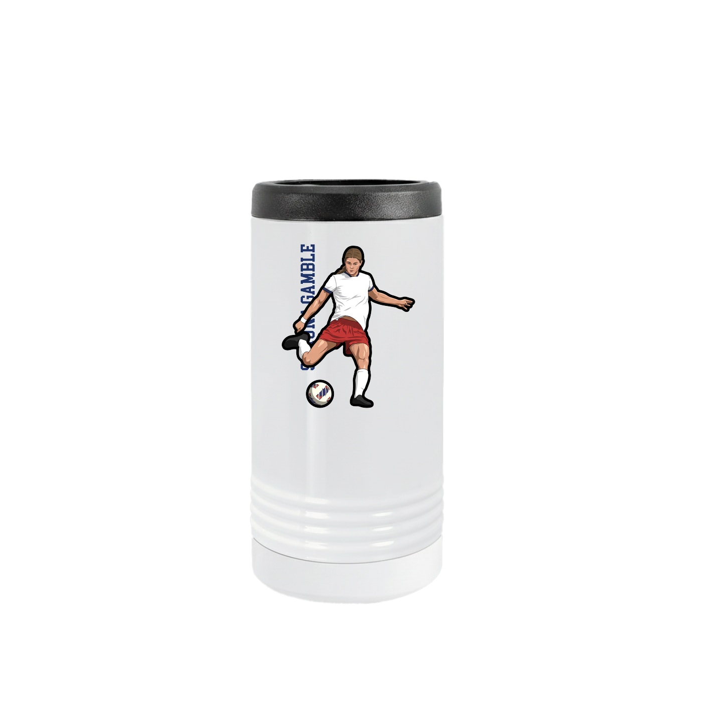 Slim Beverage Holder — Name Vertical in White