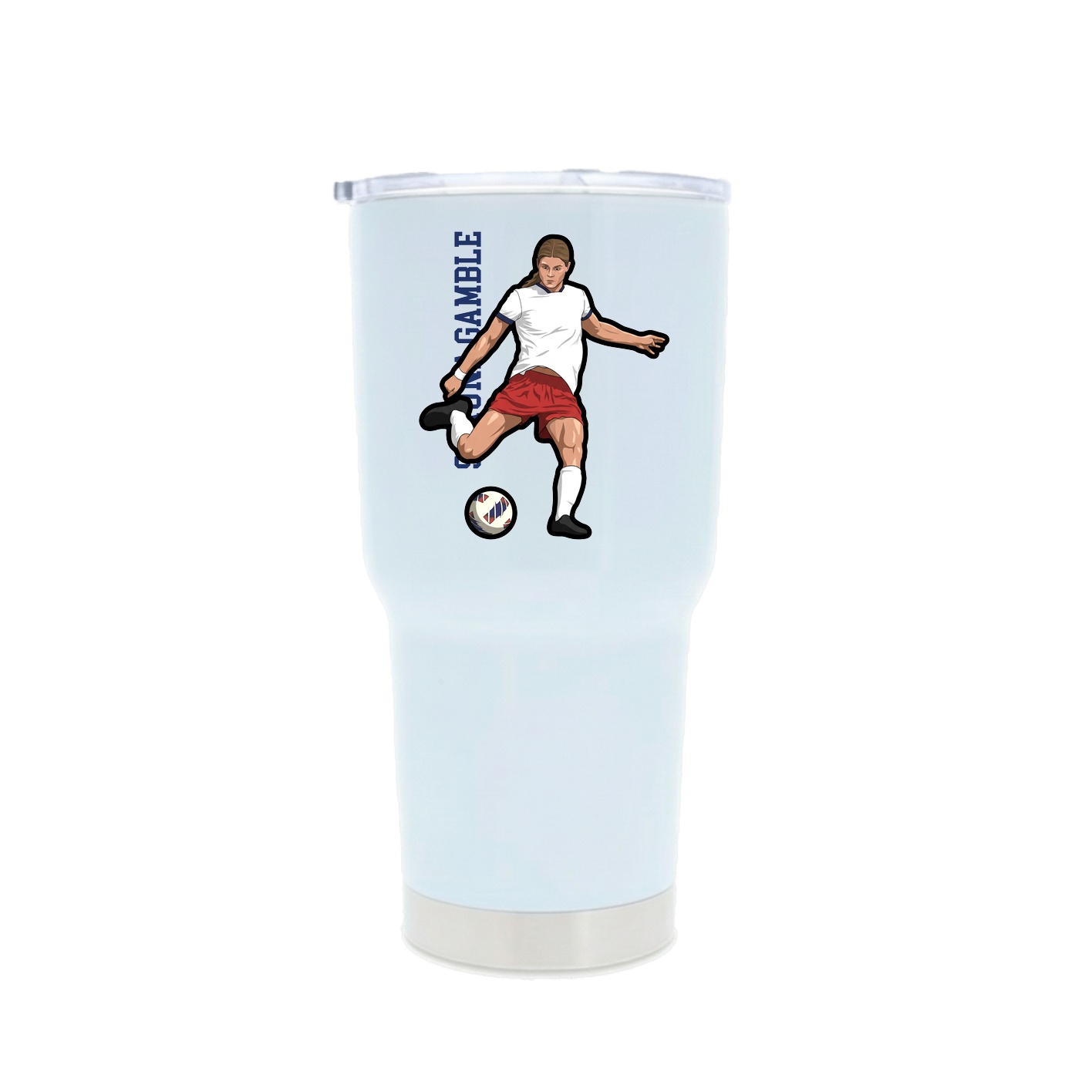 30oz Stainless Steel Tumbler — Name Vertical in White