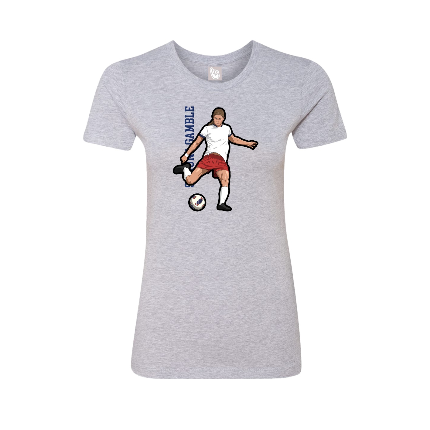 Fitted Women's Tee — Name Vertical in Grey