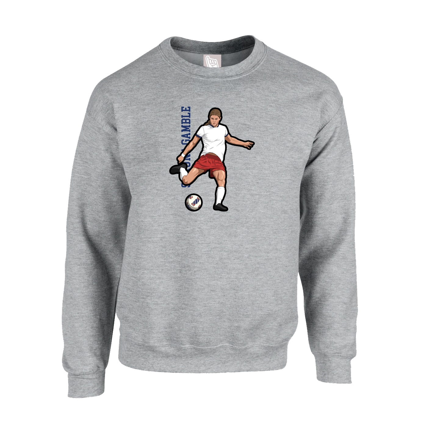 Fleece Crew — Name Vertical in Grey