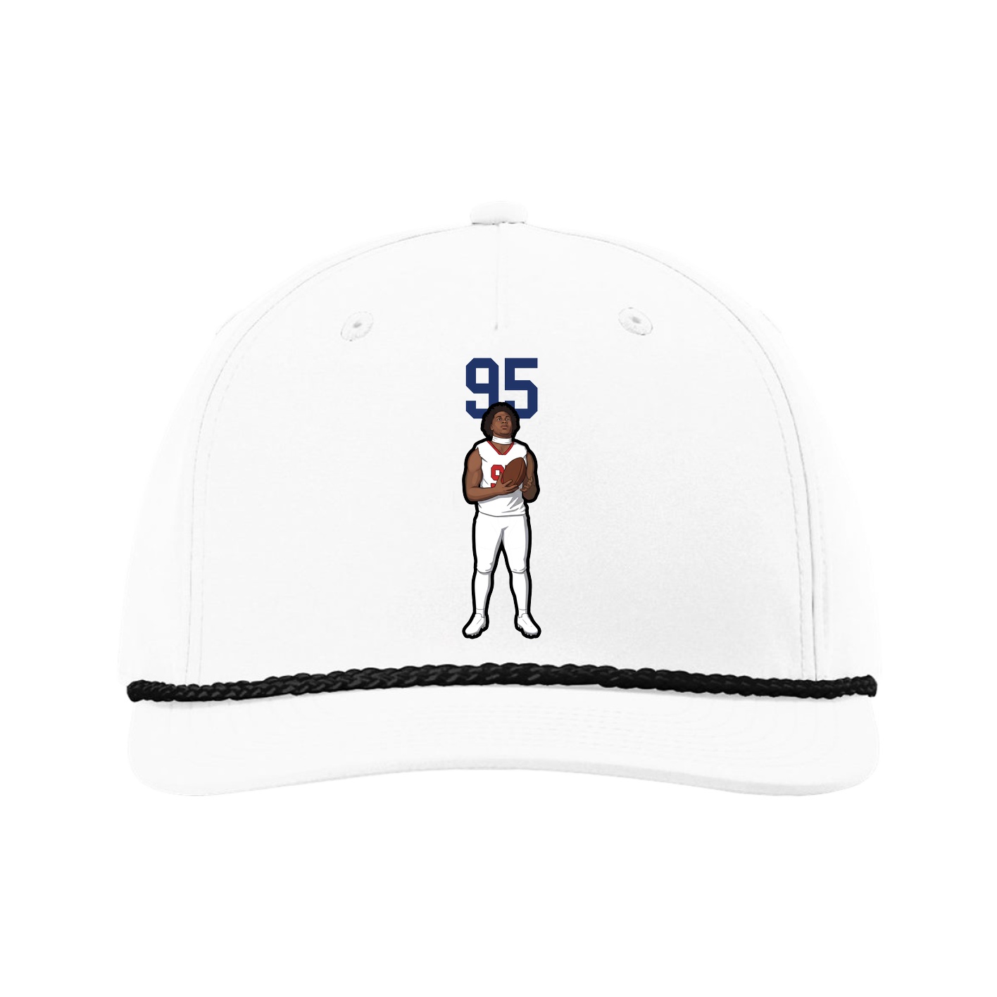 Five-Panel Classic Rope Cap — Number Top in White