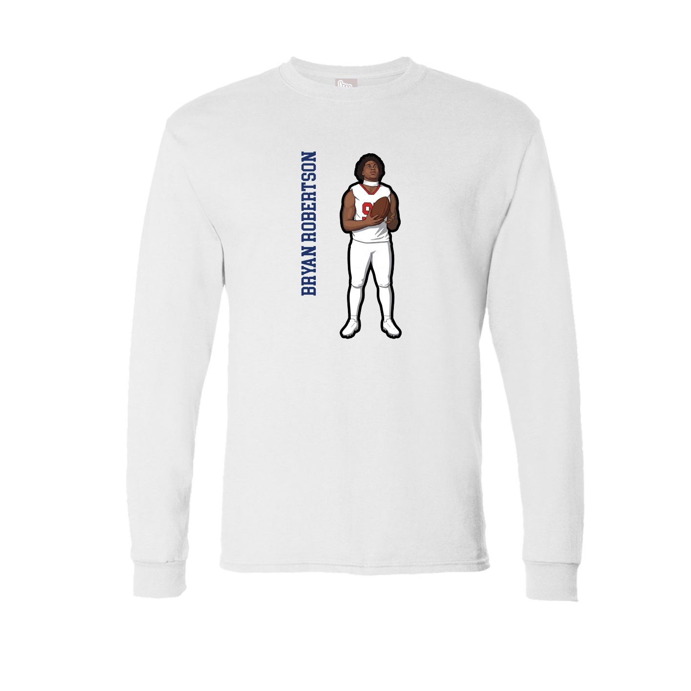 Long Sleeve Tee — Name Vertical in White