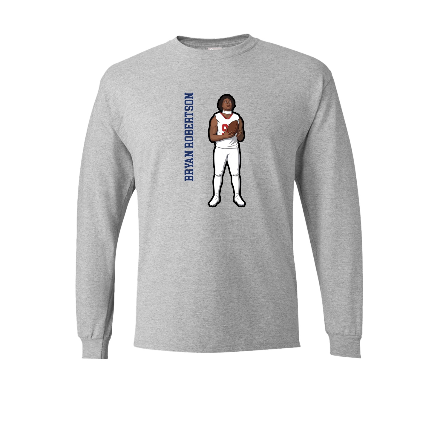 Long Sleeve Tee — Name Vertical in Grey