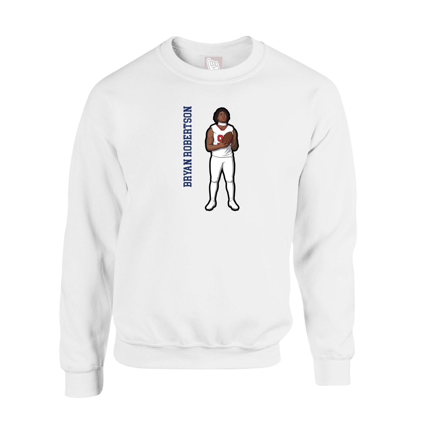 Fleece Crew — Name Vertical in White