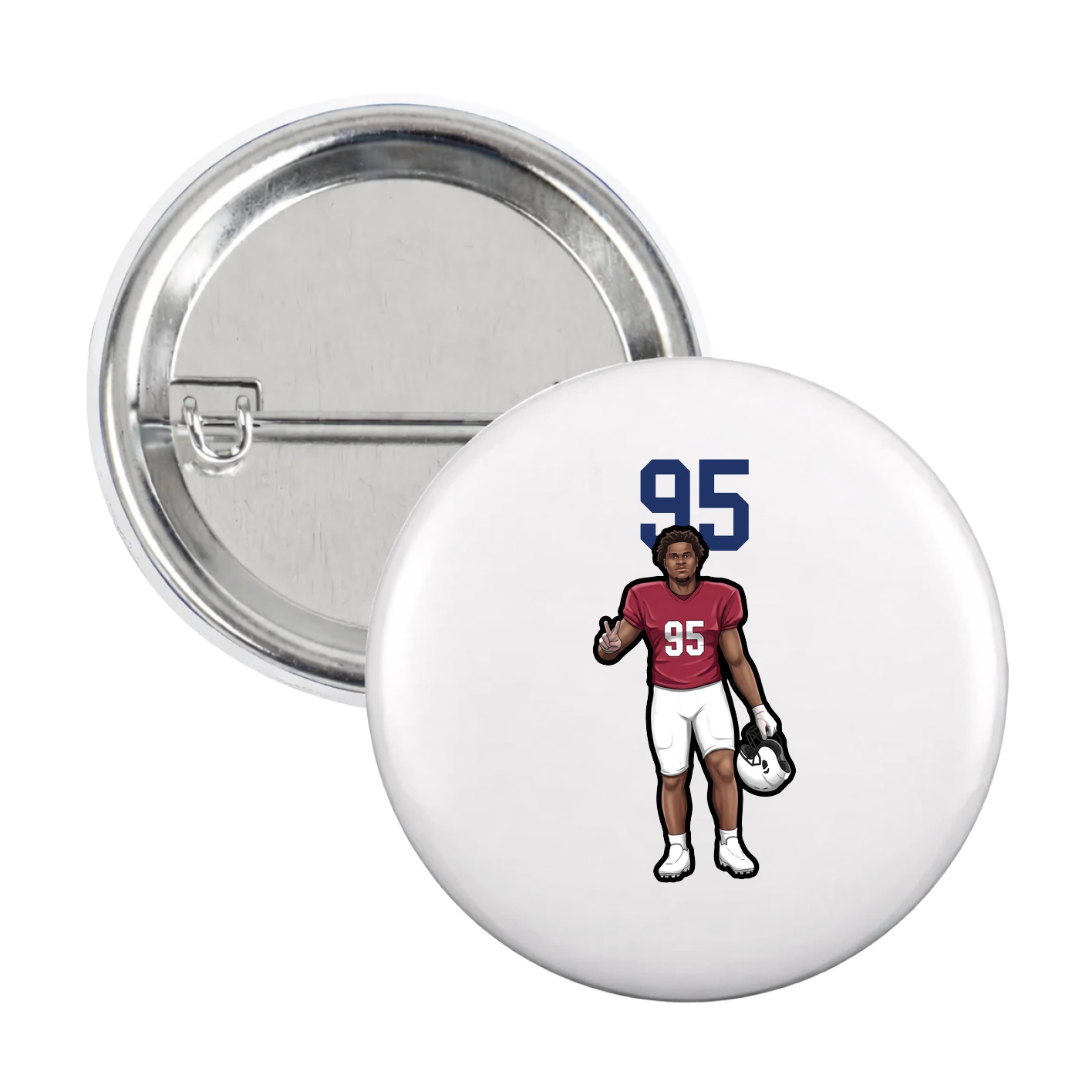 Game Day Button — Number Top in White