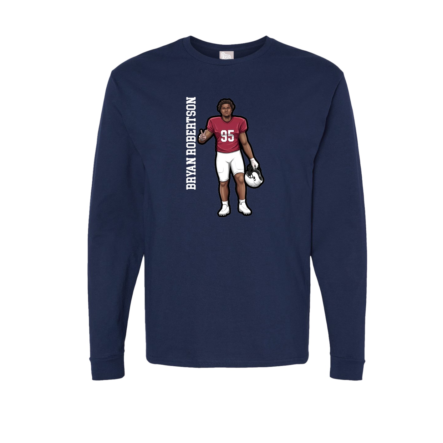 Long Sleeve Tee — Name Vertical in Navy