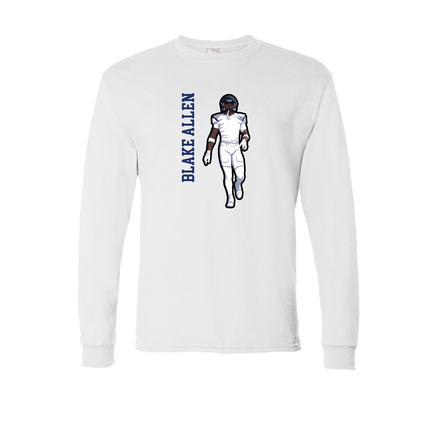 Long Sleeve Tee — Name Vertical in White