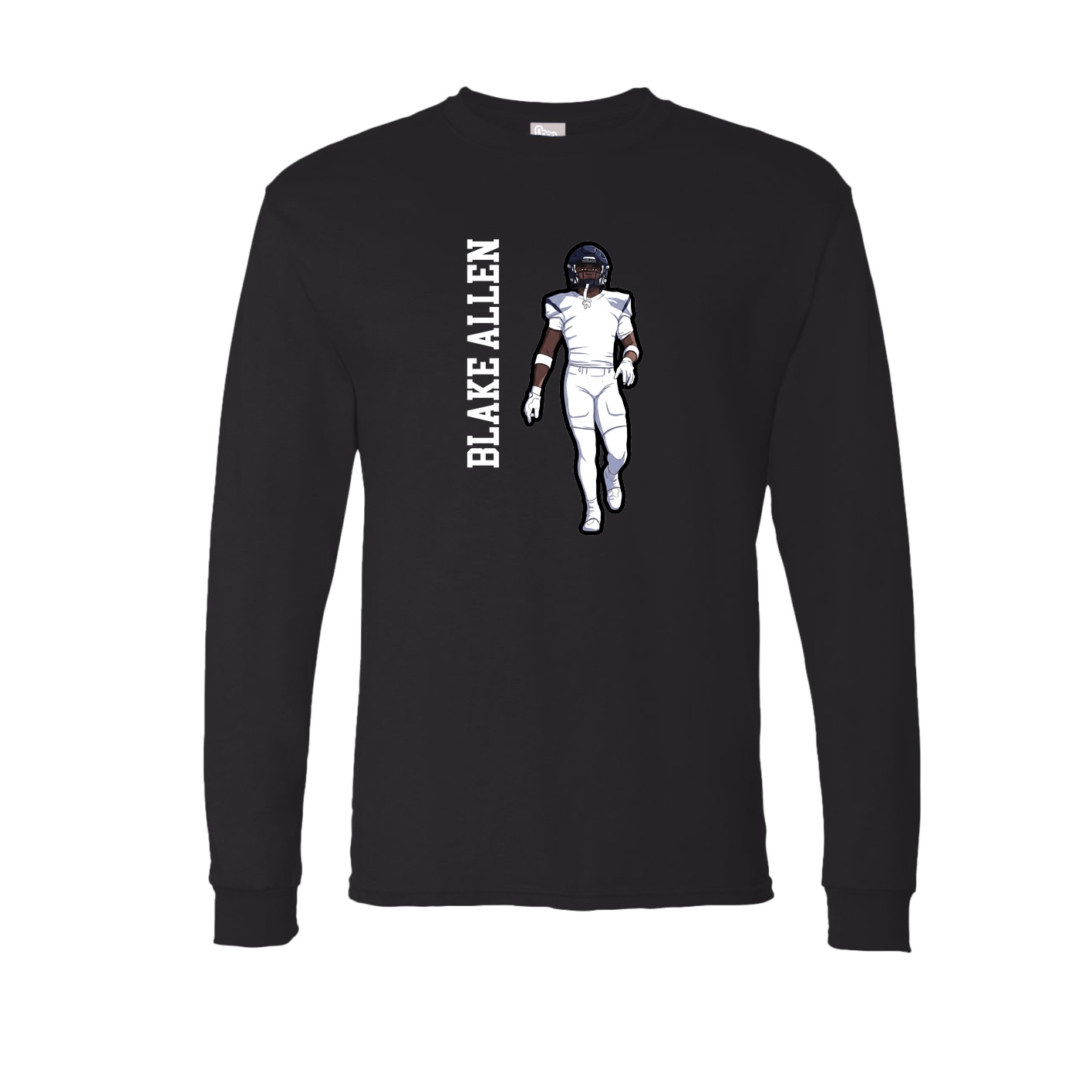 Long Sleeve Tee — Name Vertical in Black