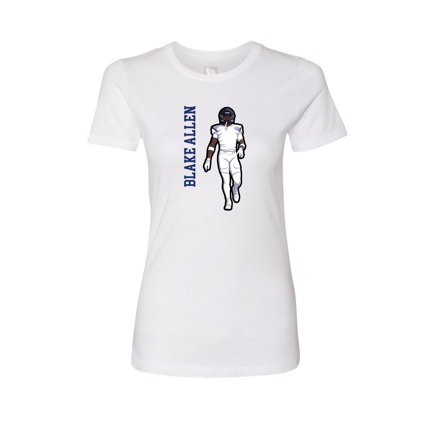 Fitted Women's Tee — Name Vertical in White