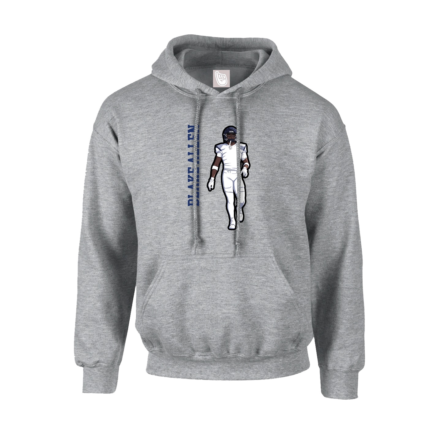 Hoodie — Name Vertical in Grey