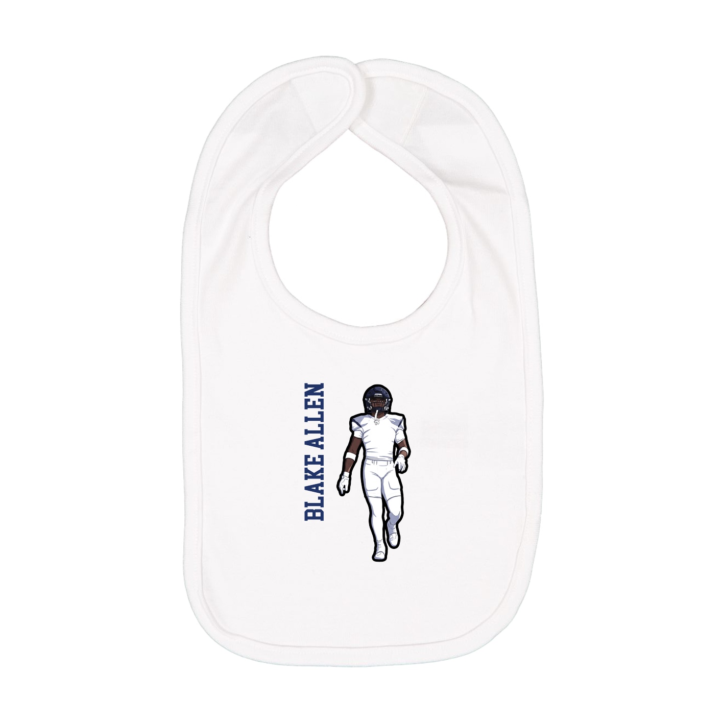 Infant Bib — Name Vertical in White