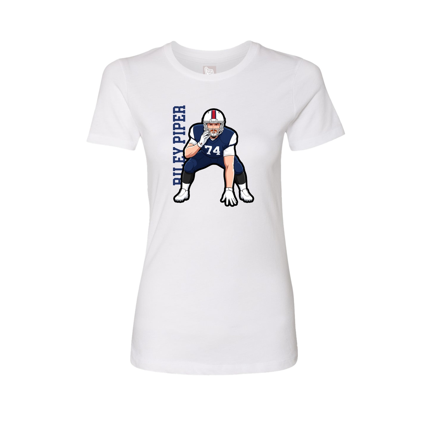 Fitted Women's Tee — Name Vertical in White