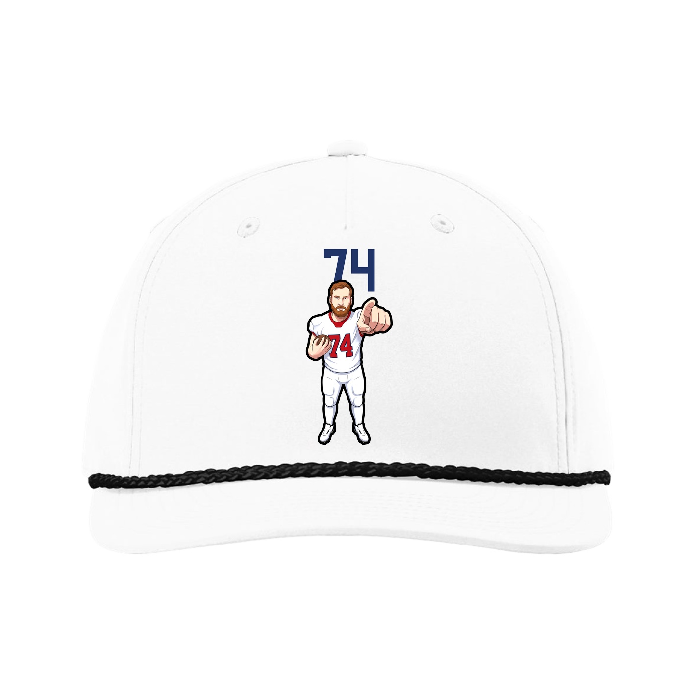 Five-Panel Classic Rope Cap — Number Top in White