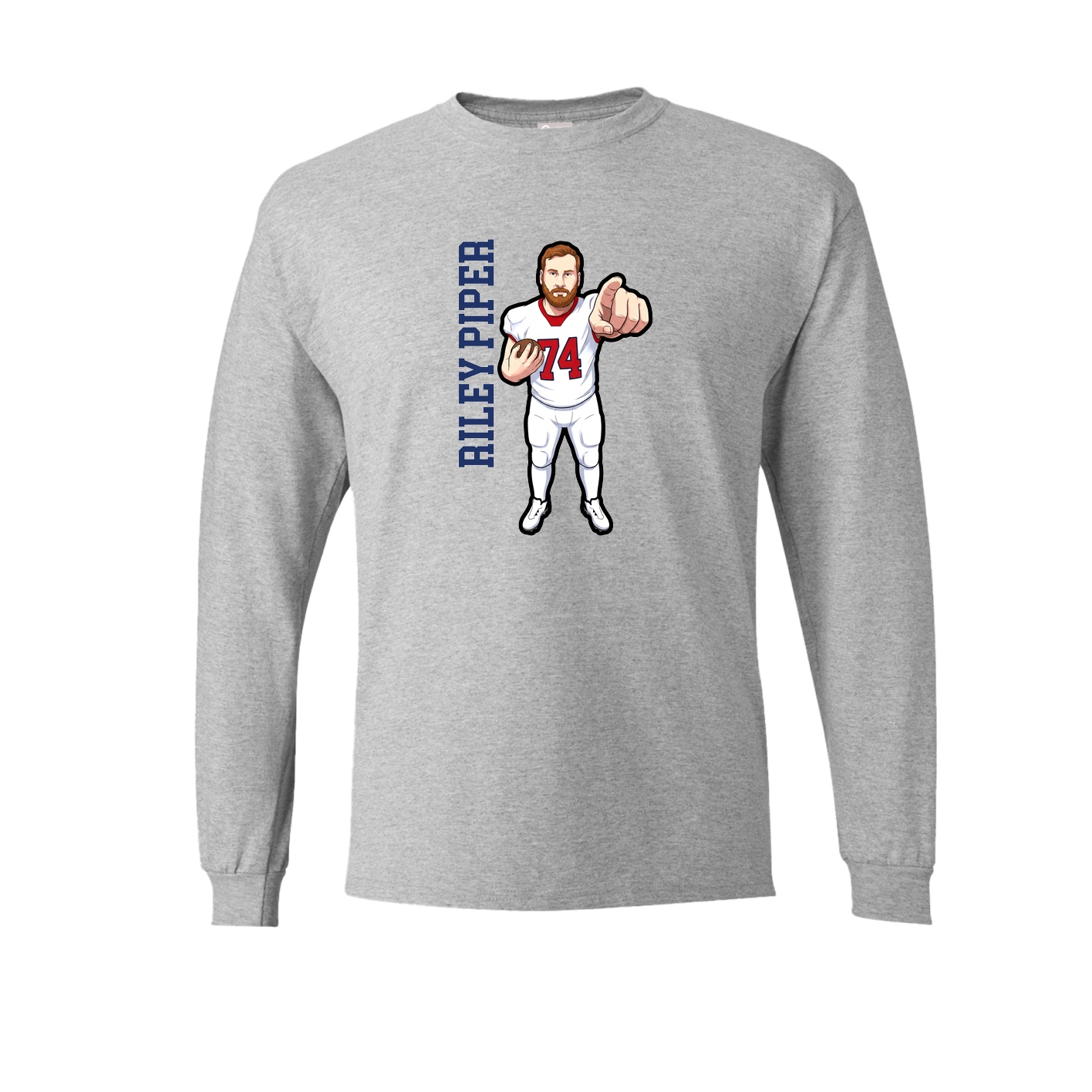 Long Sleeve Tee — Name Vertical in Grey