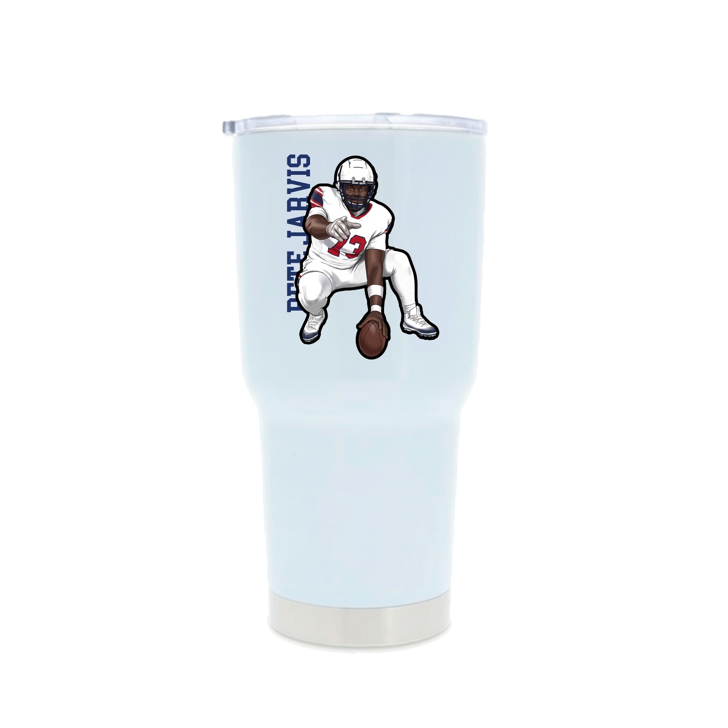 30oz Stainless Steel Tumbler — Name Vertical in White