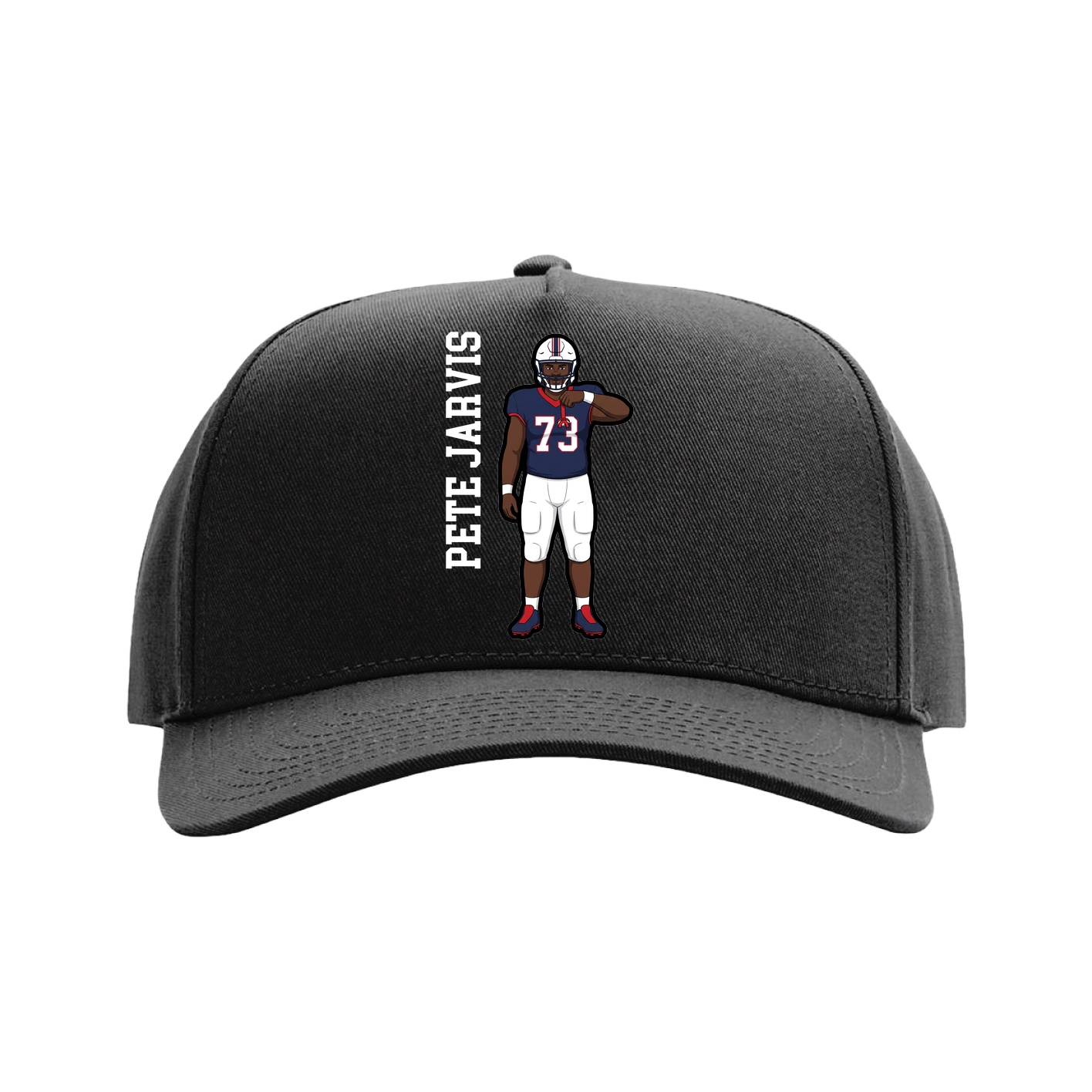 Full Fabric Five-Panel Champ Cap — Name Vertical in Black