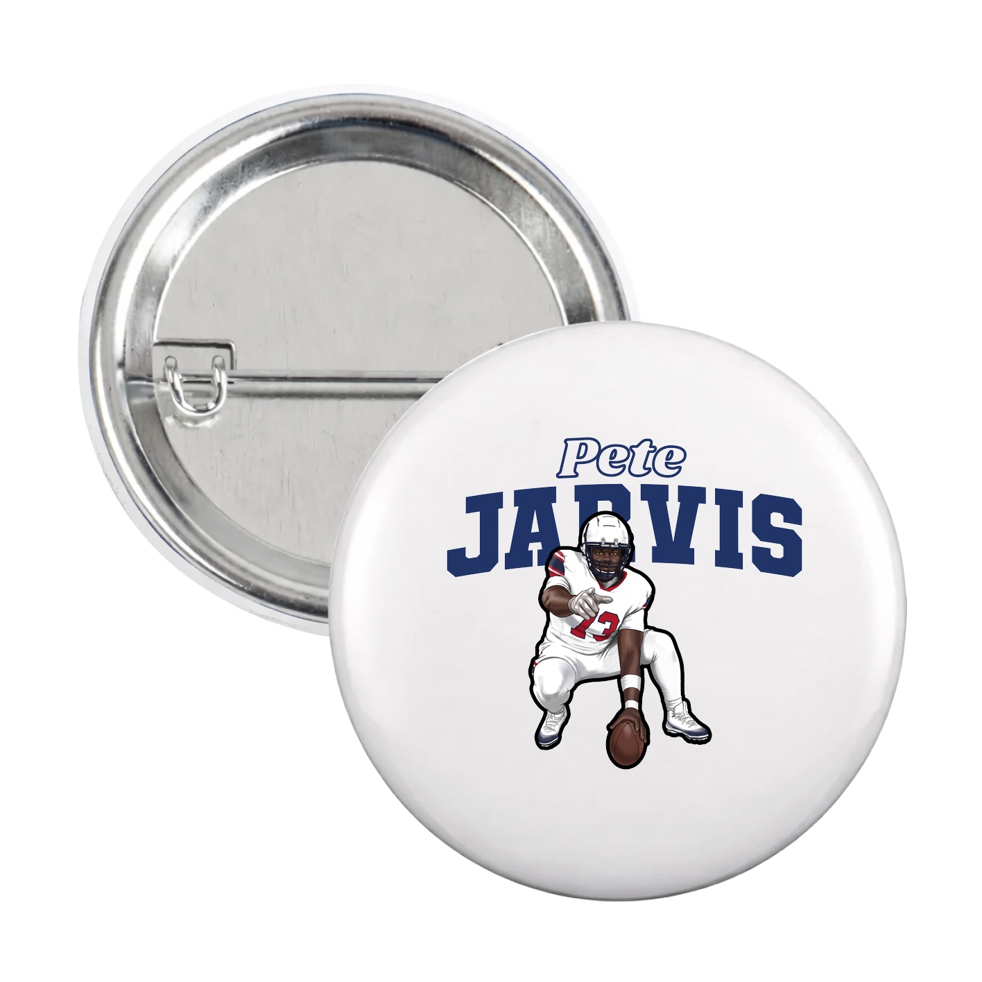 Game Day Button — Name Arch in White