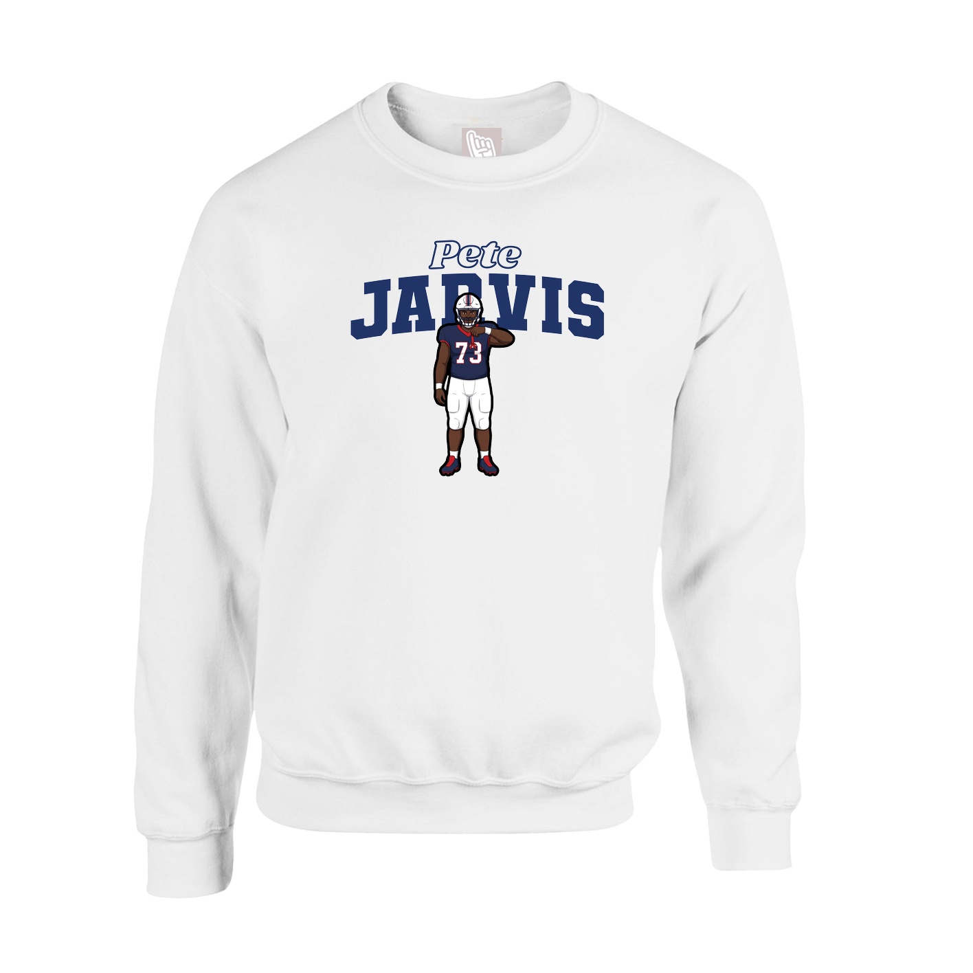 Fleece Crew — Name Arch in White