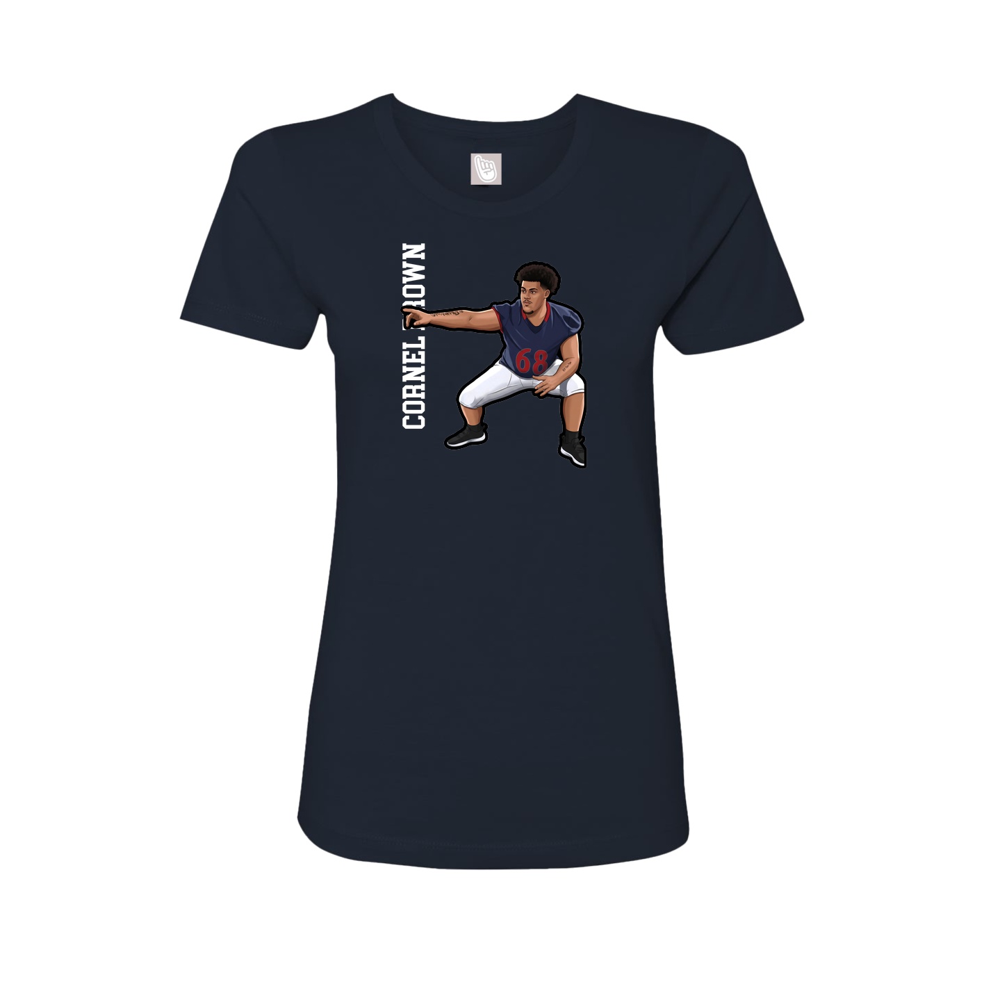 Fitted Women's Tee — Name Vertical in Navy