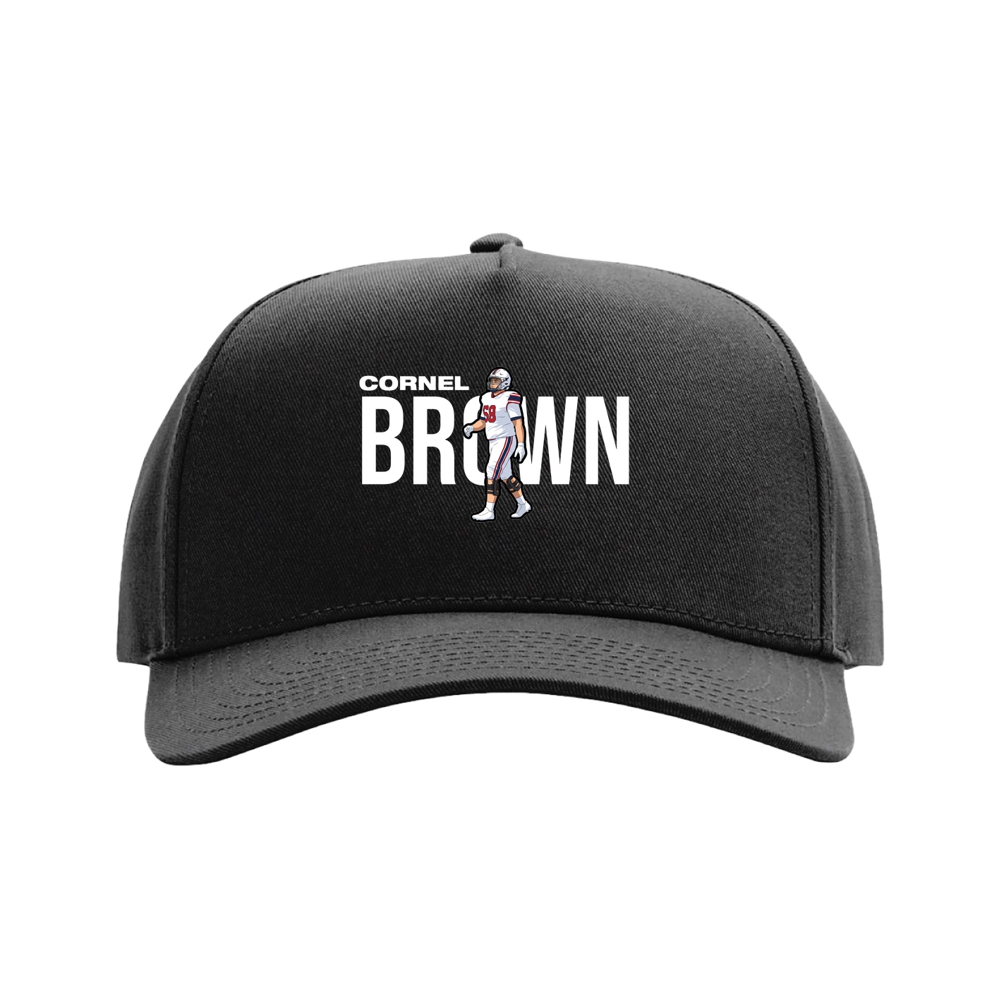 Full Fabric Five-Panel Champ Cap — Player Name in Black