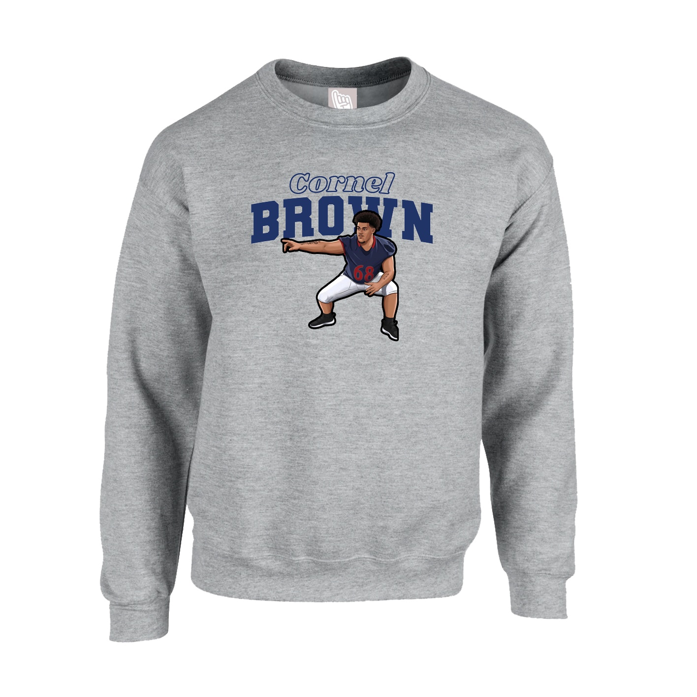 Fleece Crew — Name Arch in Grey