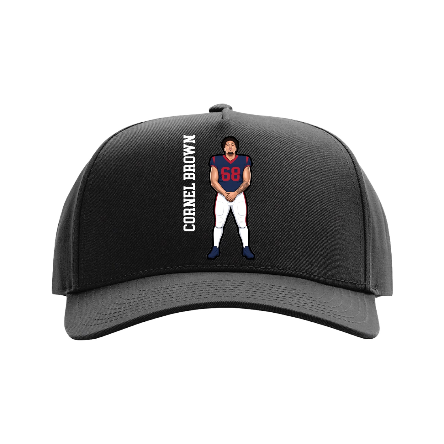 Full Fabric Five-Panel Champ Cap — Name Vertical in Black