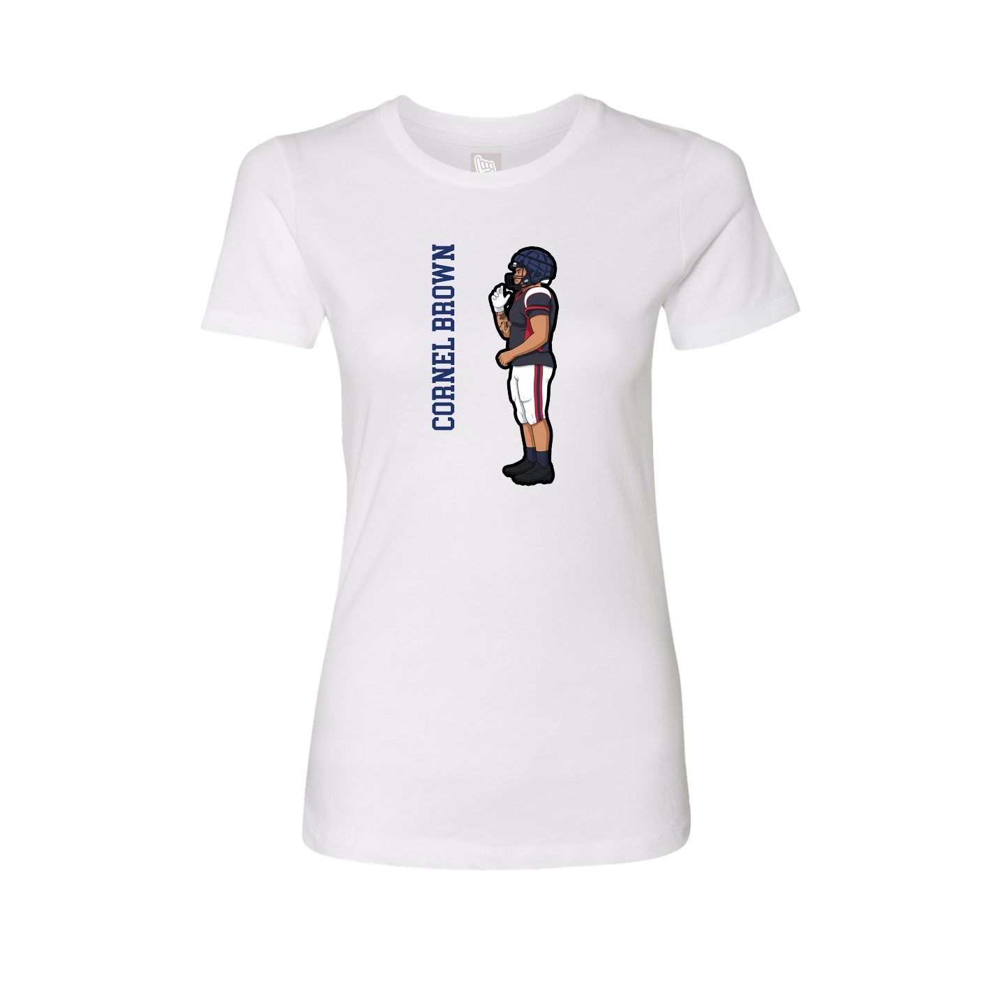 Fitted Women's Tee — Name Vertical in White