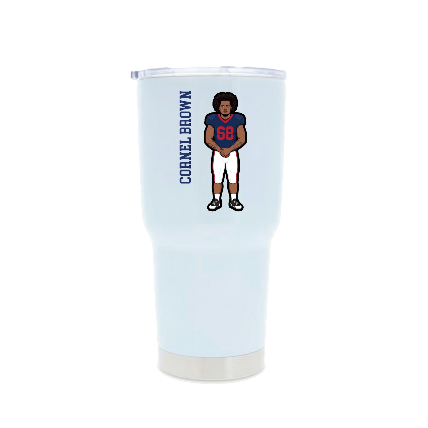 30oz Stainless Steel Tumbler — Name Vertical in White