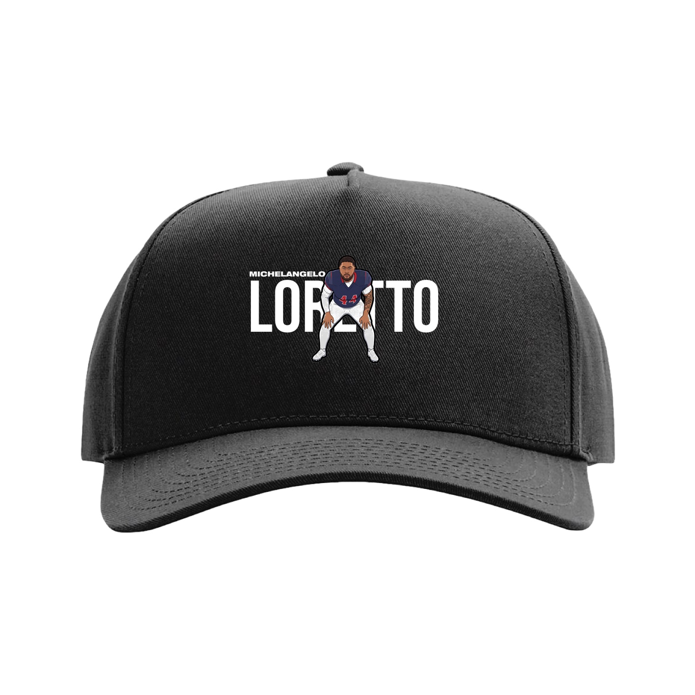 Full Fabric Five-Panel Champ Cap — Player Name in Black