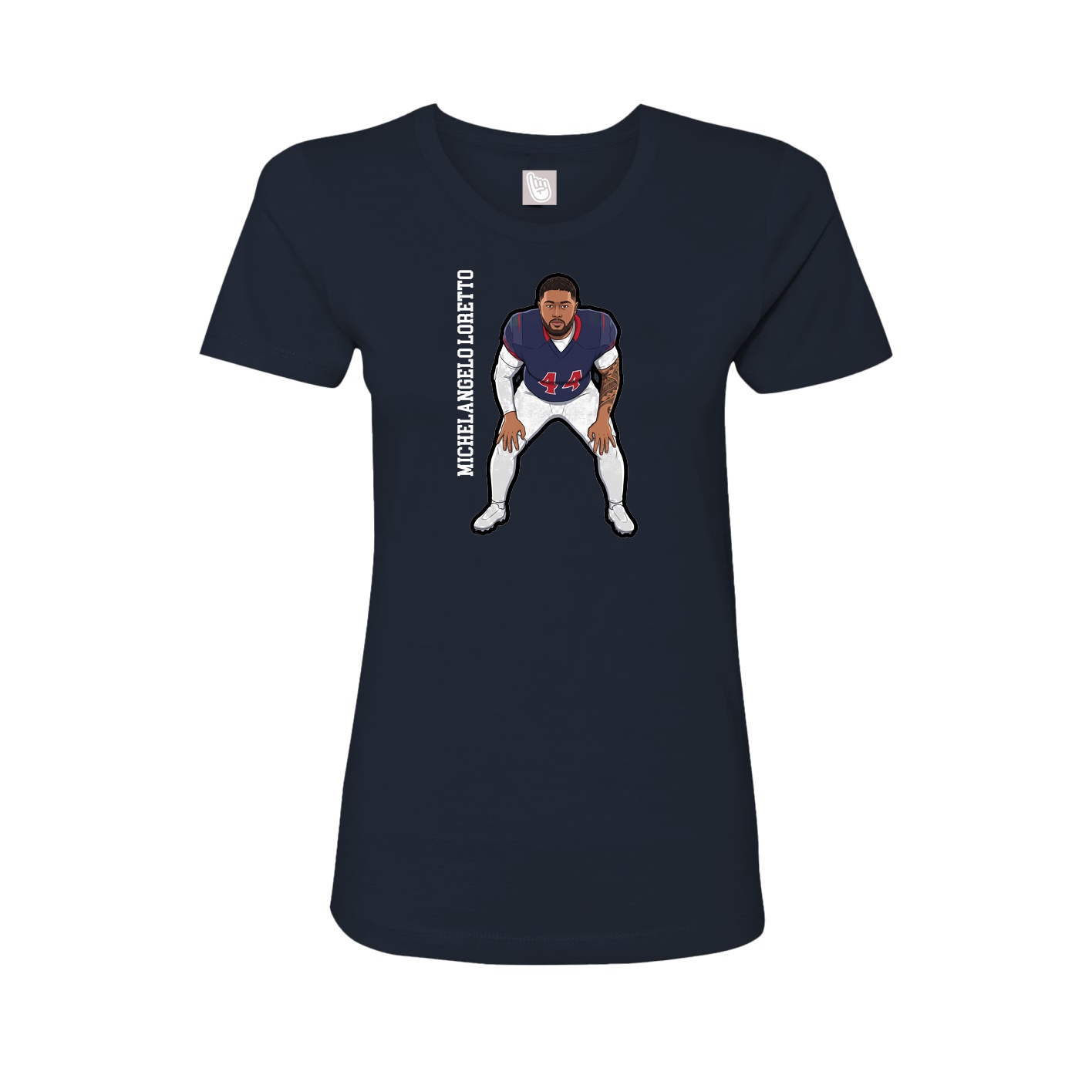 Fitted Women's Tee — Name Vertical in Navy