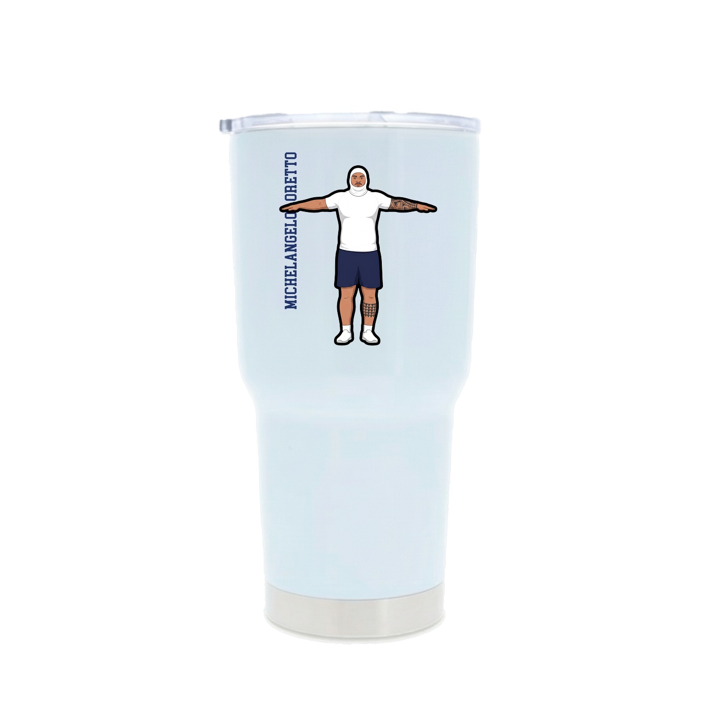 30oz Stainless Steel Tumbler — Name Vertical in White