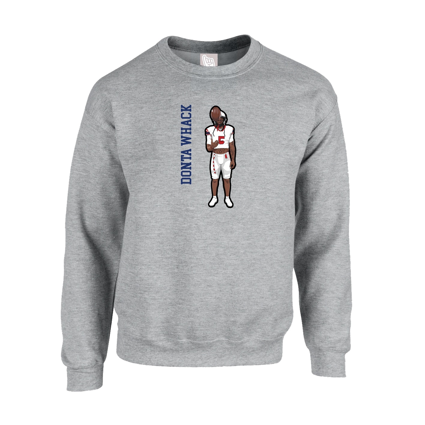 Fleece Crew — Name Vertical in Grey