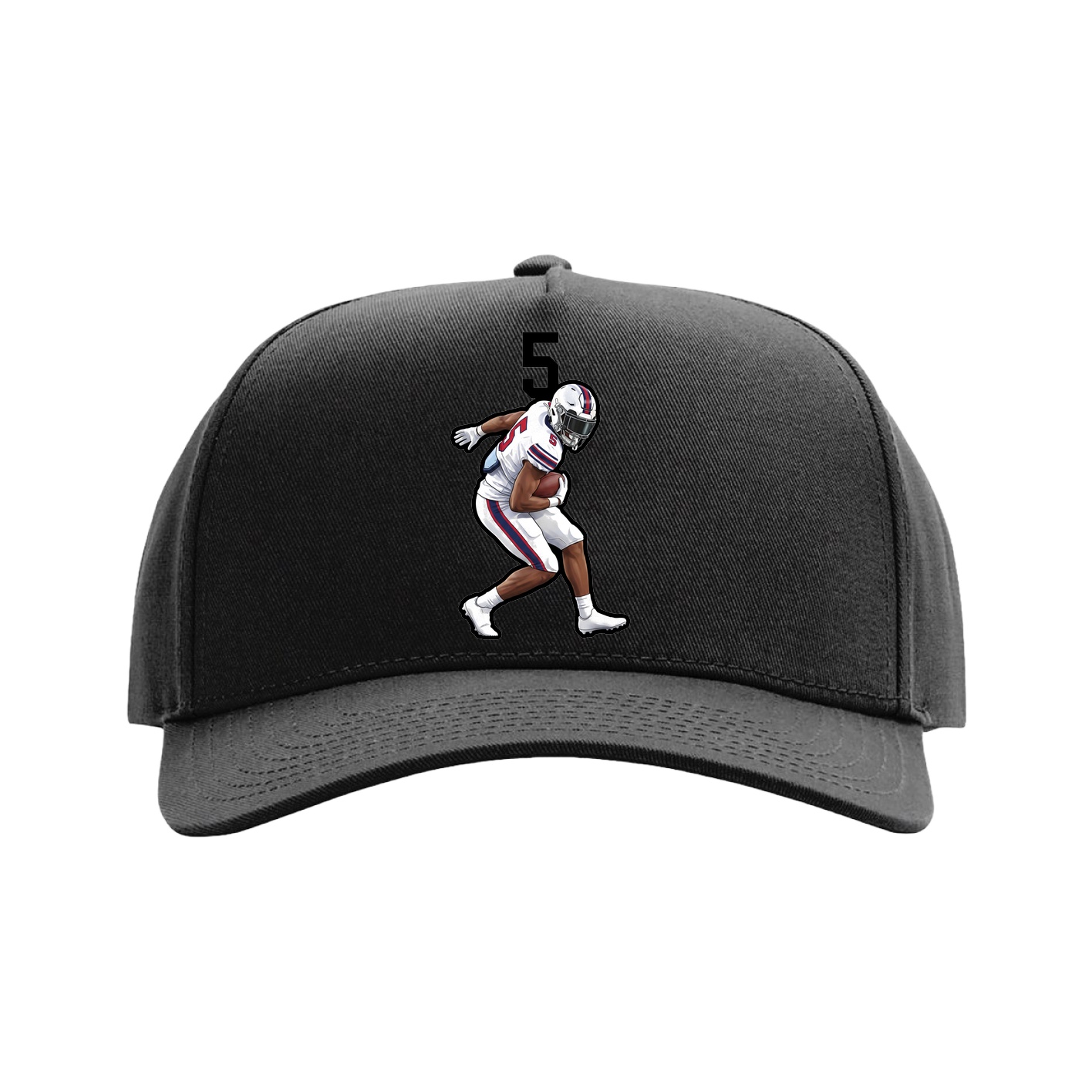 Full Fabric Five-Panel Champ Cap — Number Top in Black