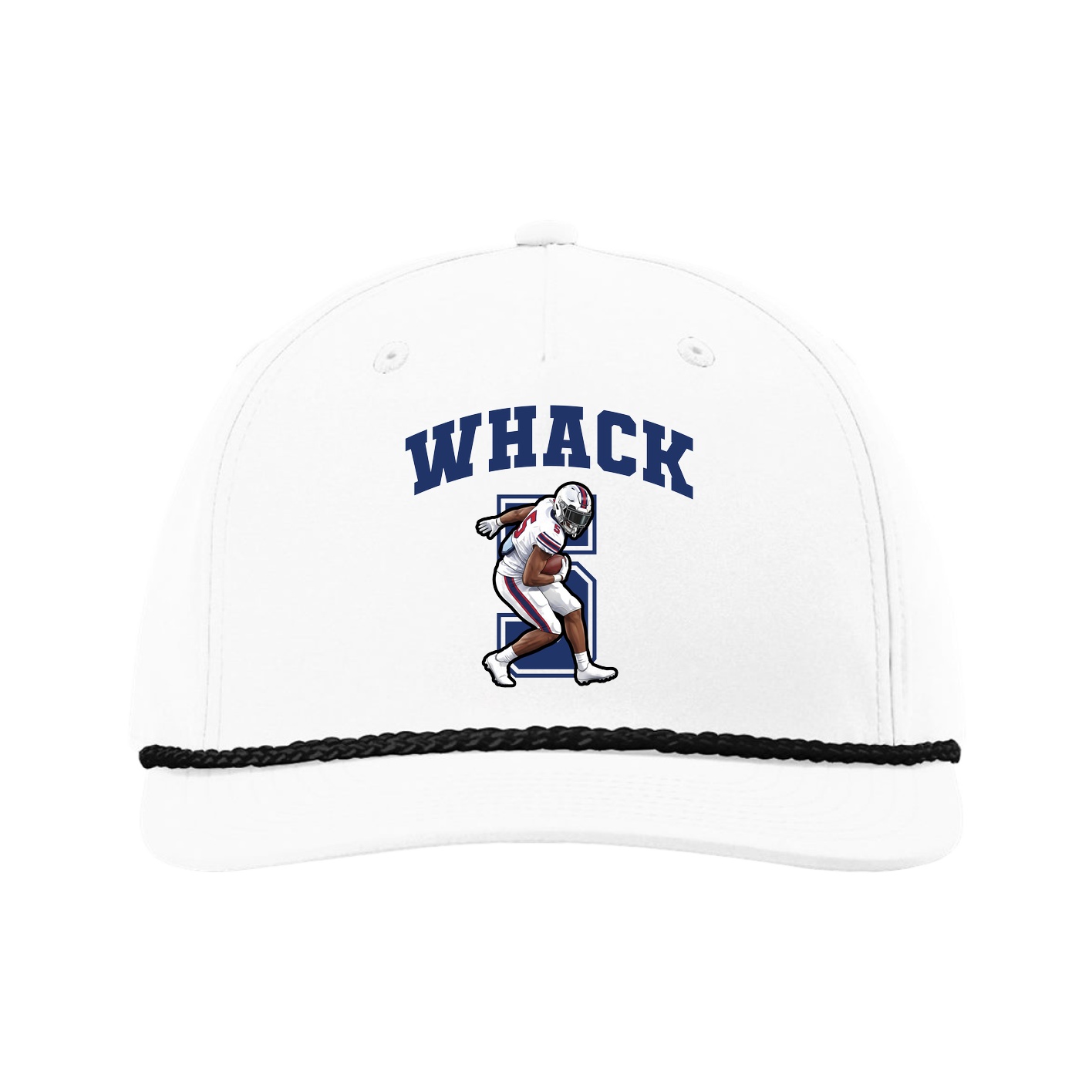 Five-Panel Classic Rope Cap — Number in White