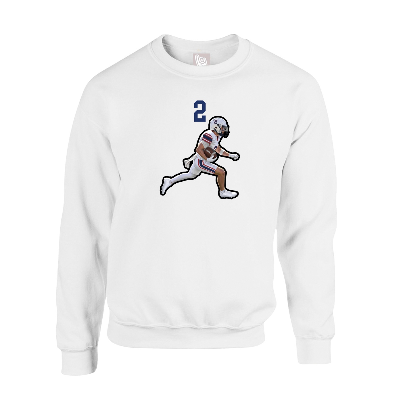 Fleece Crew — Number Top in White