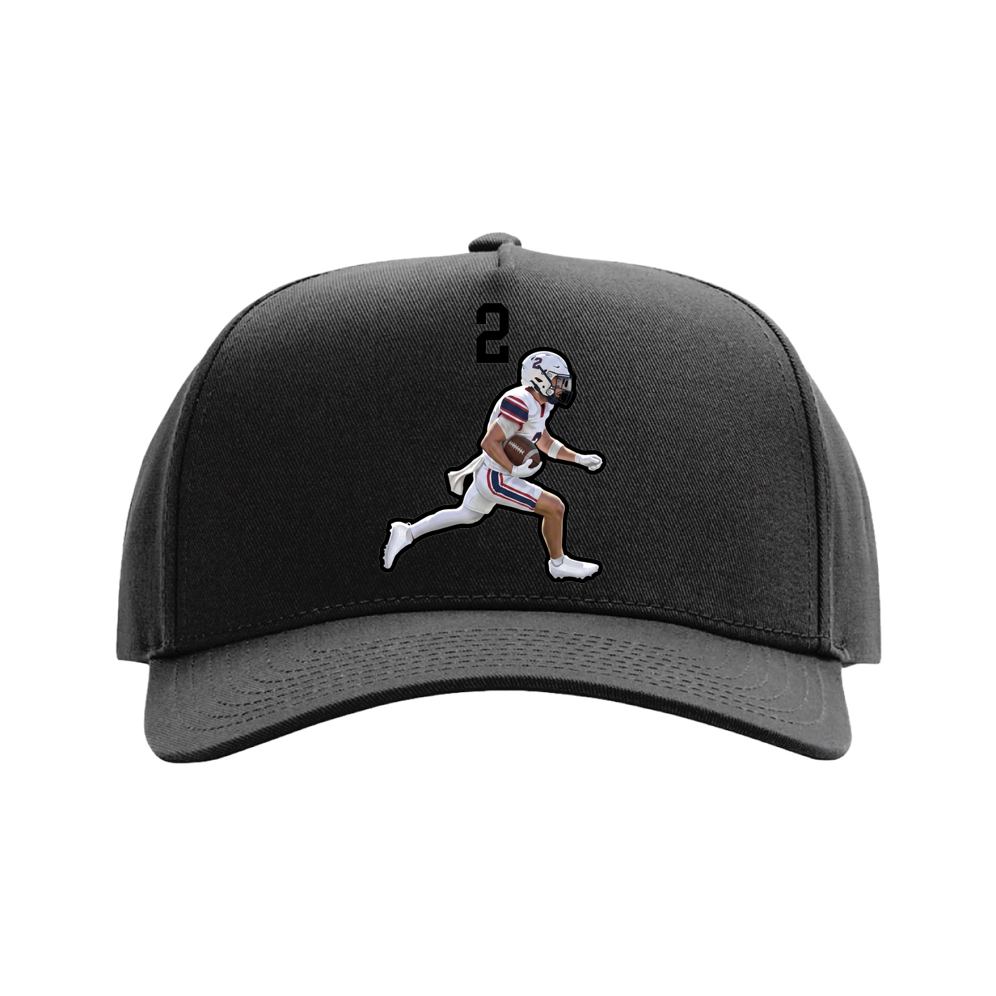 Full Fabric Five-Panel Champ Cap — Number Top in Black