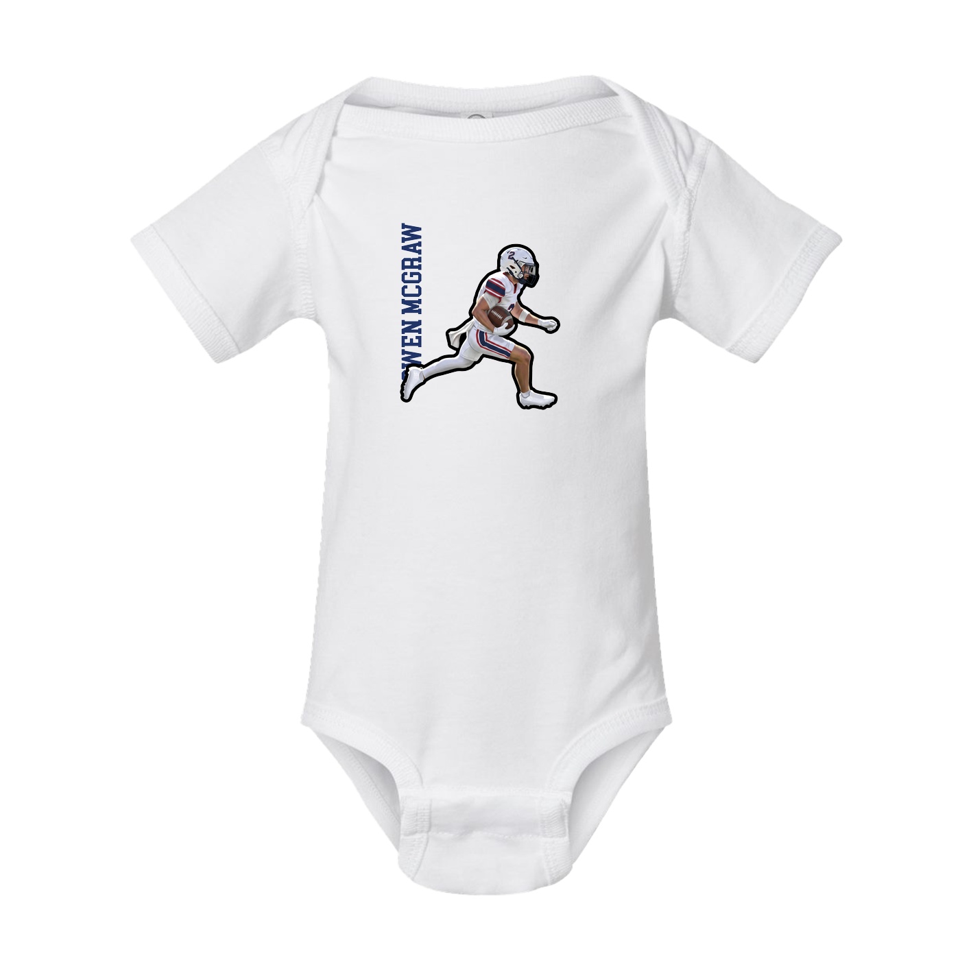 Baby Onesie — Name Vertical in White