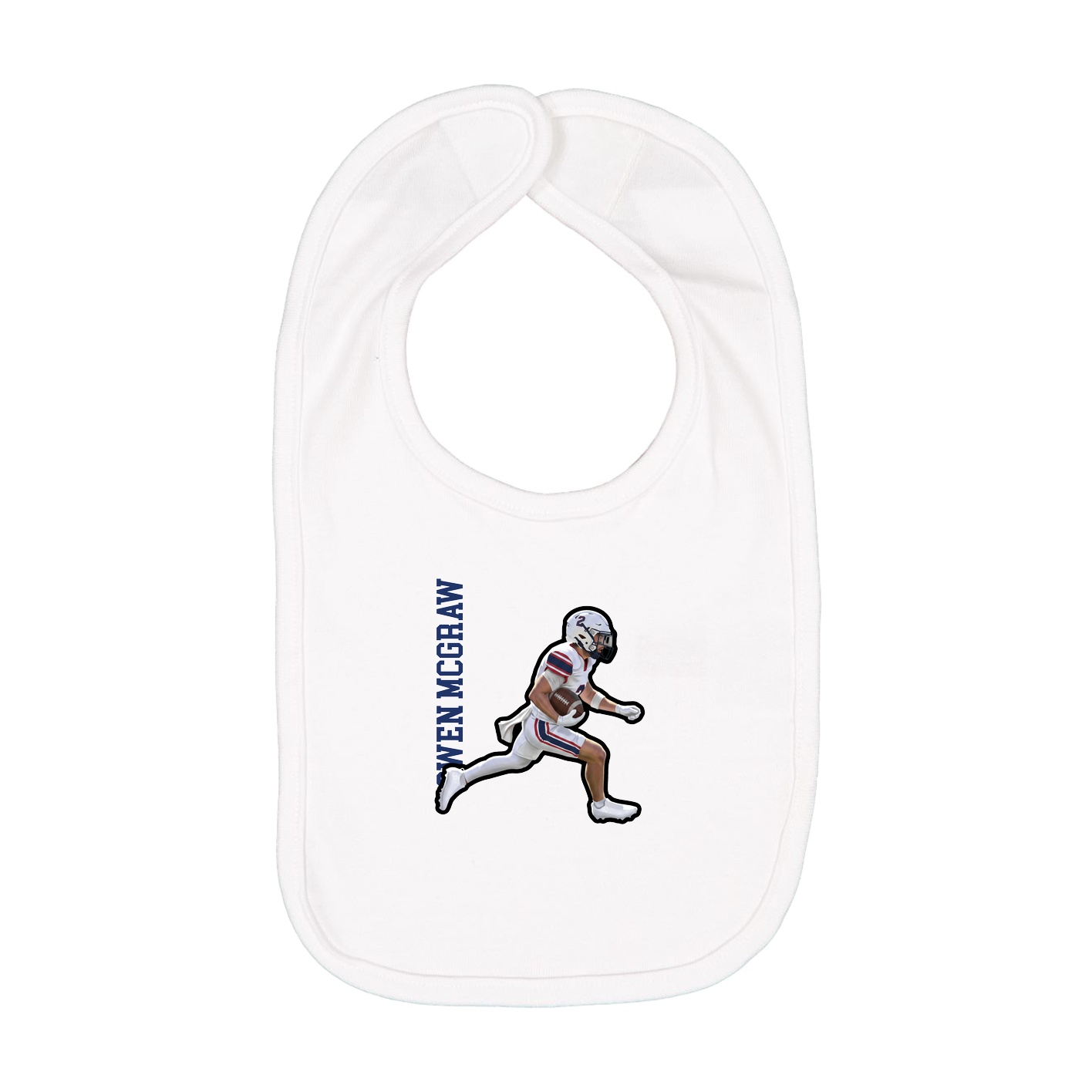 Infant Bib — Name Vertical in White