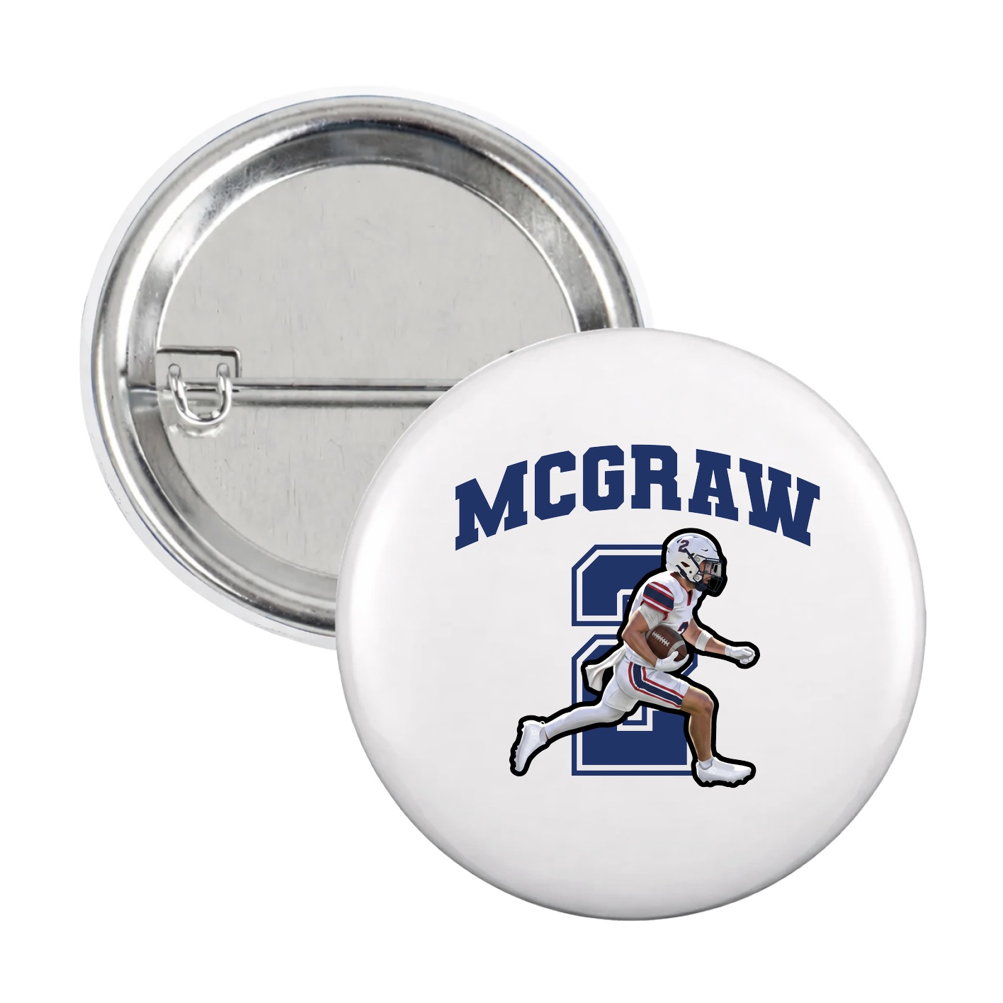 Game Day Button — Number in White