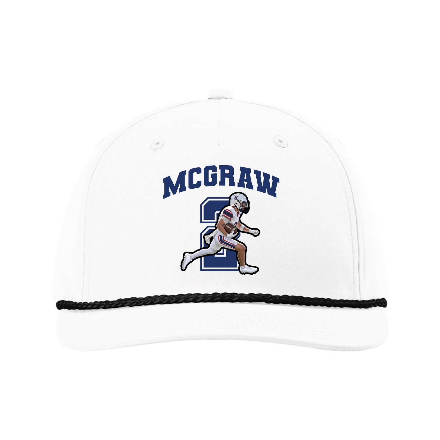 Five-Panel Classic Rope Cap — Number in White