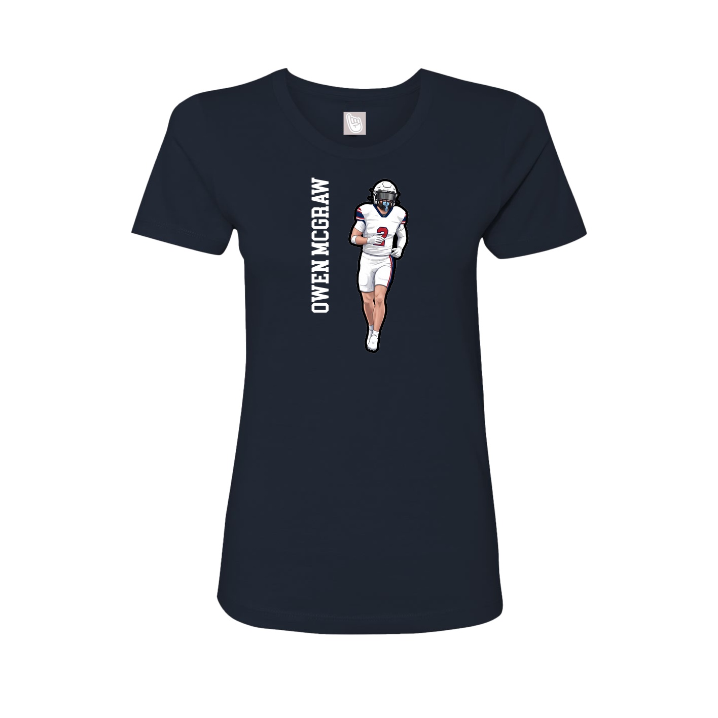 Fitted Women's Tee — Name Vertical in Navy