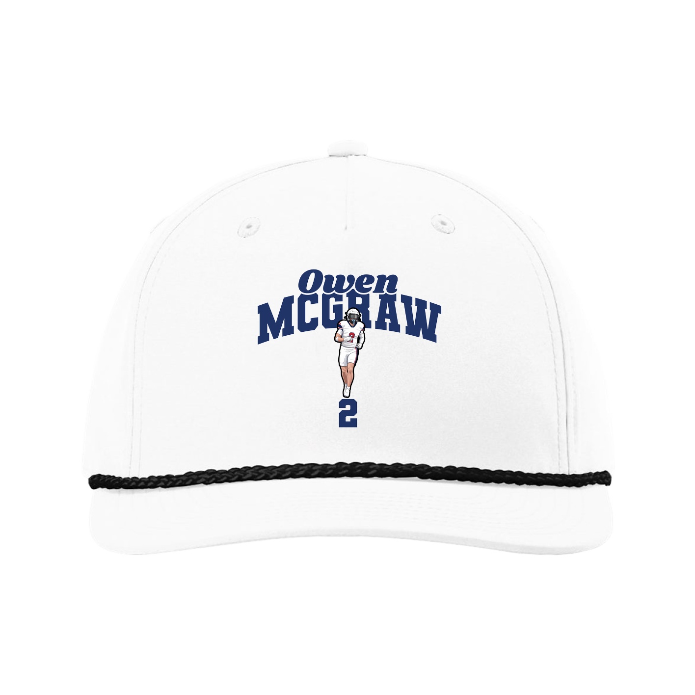 Five-Panel Classic Rope Cap — Signature Arch in White
