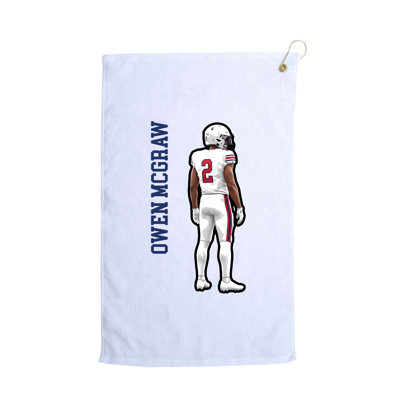 Golf Towel — Name Vertical in White