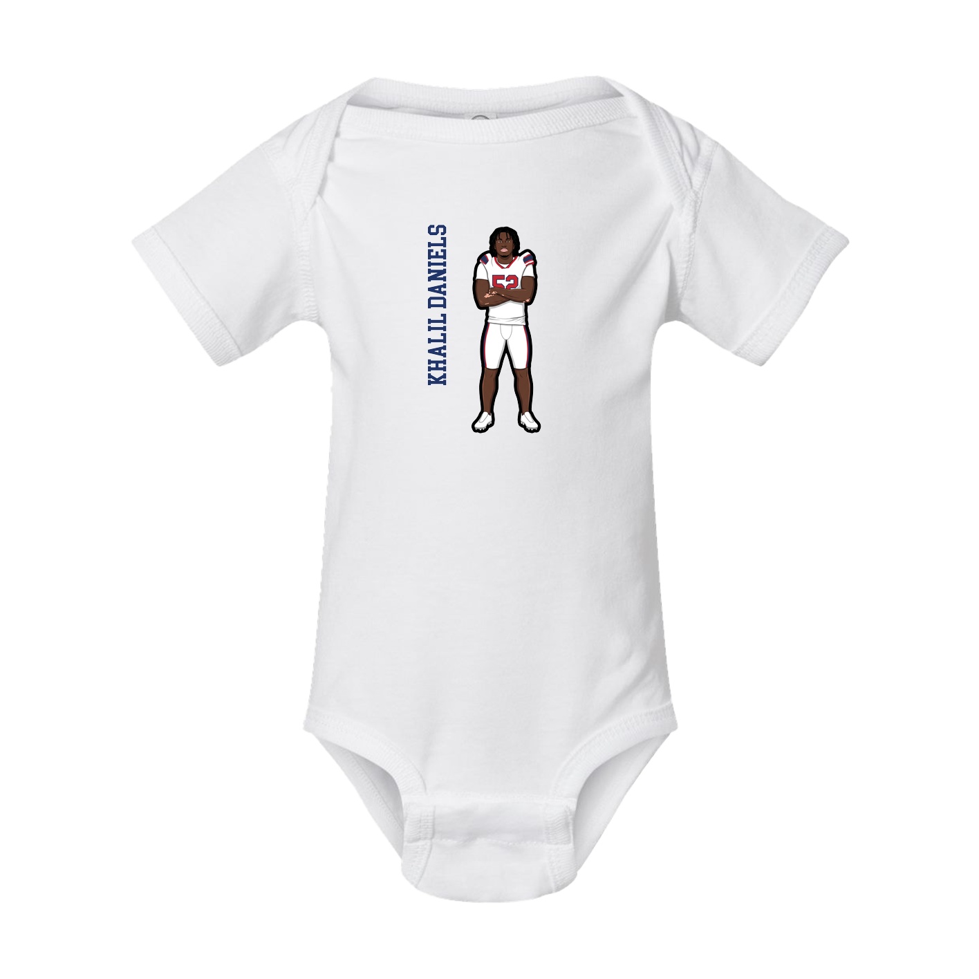 Baby Onesie — Name Vertical in White