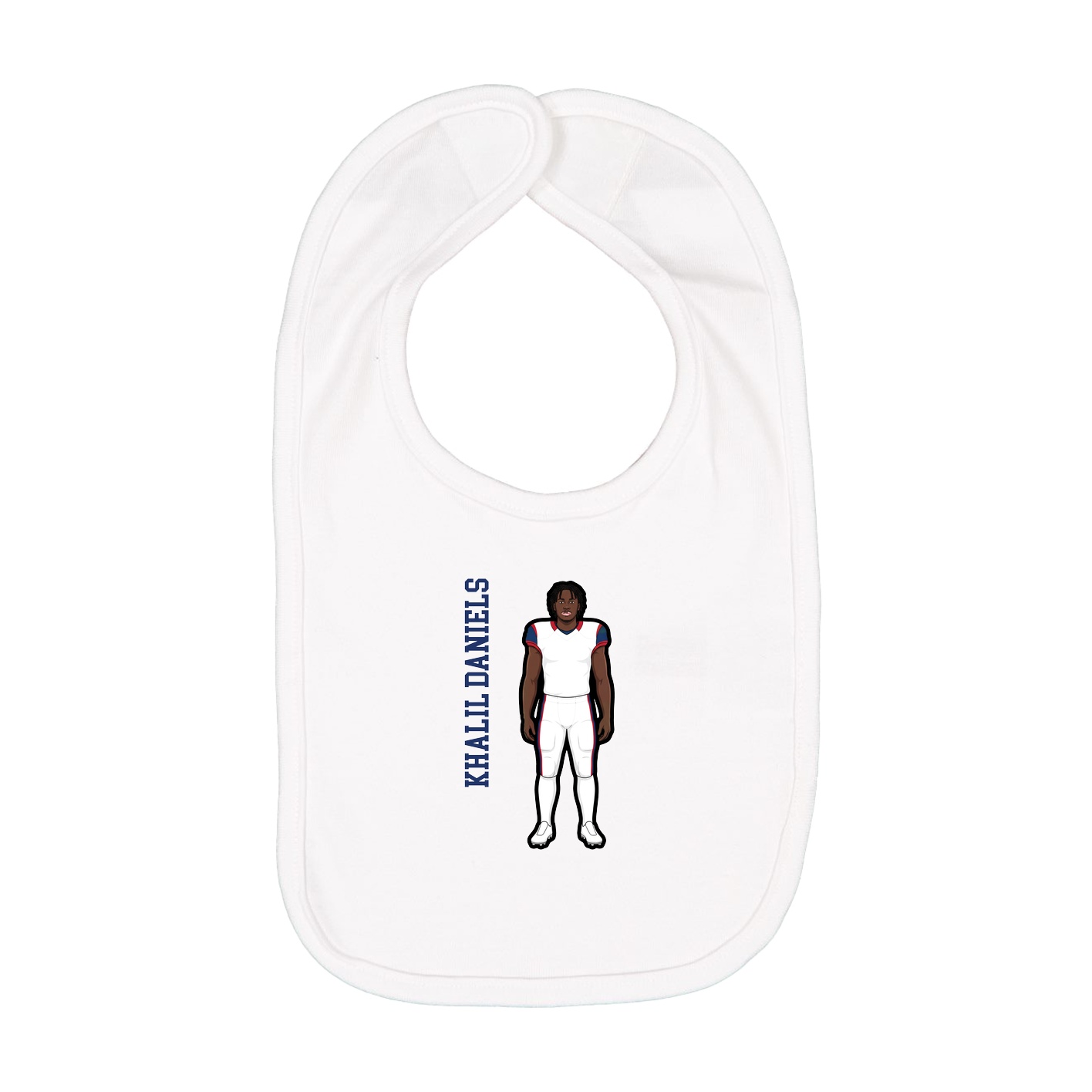 Infant Bib — Name Vertical in White