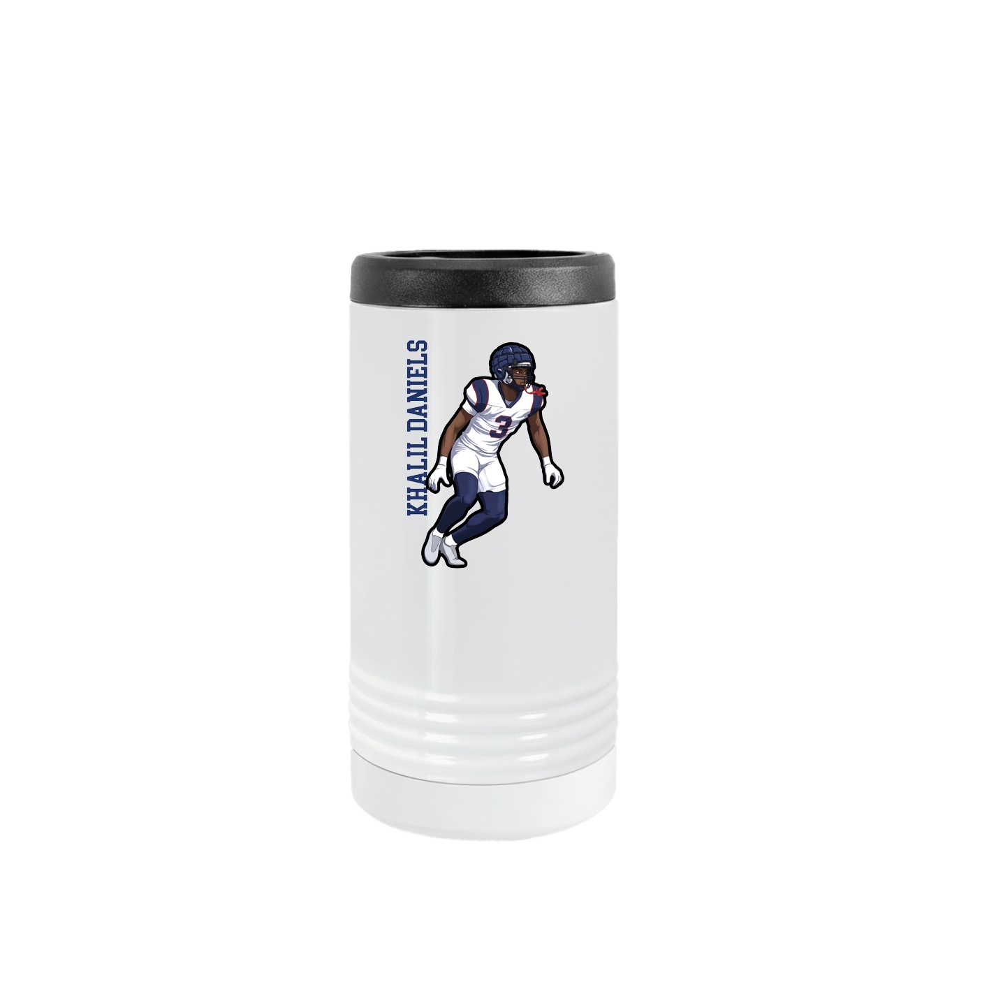 Slim Beverage Holder — Name Vertical in White